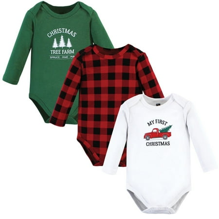 

Hudson Baby Cotton Long-Sleeve Bodysuits Christmas Tree 3-Pack 12-18 Months