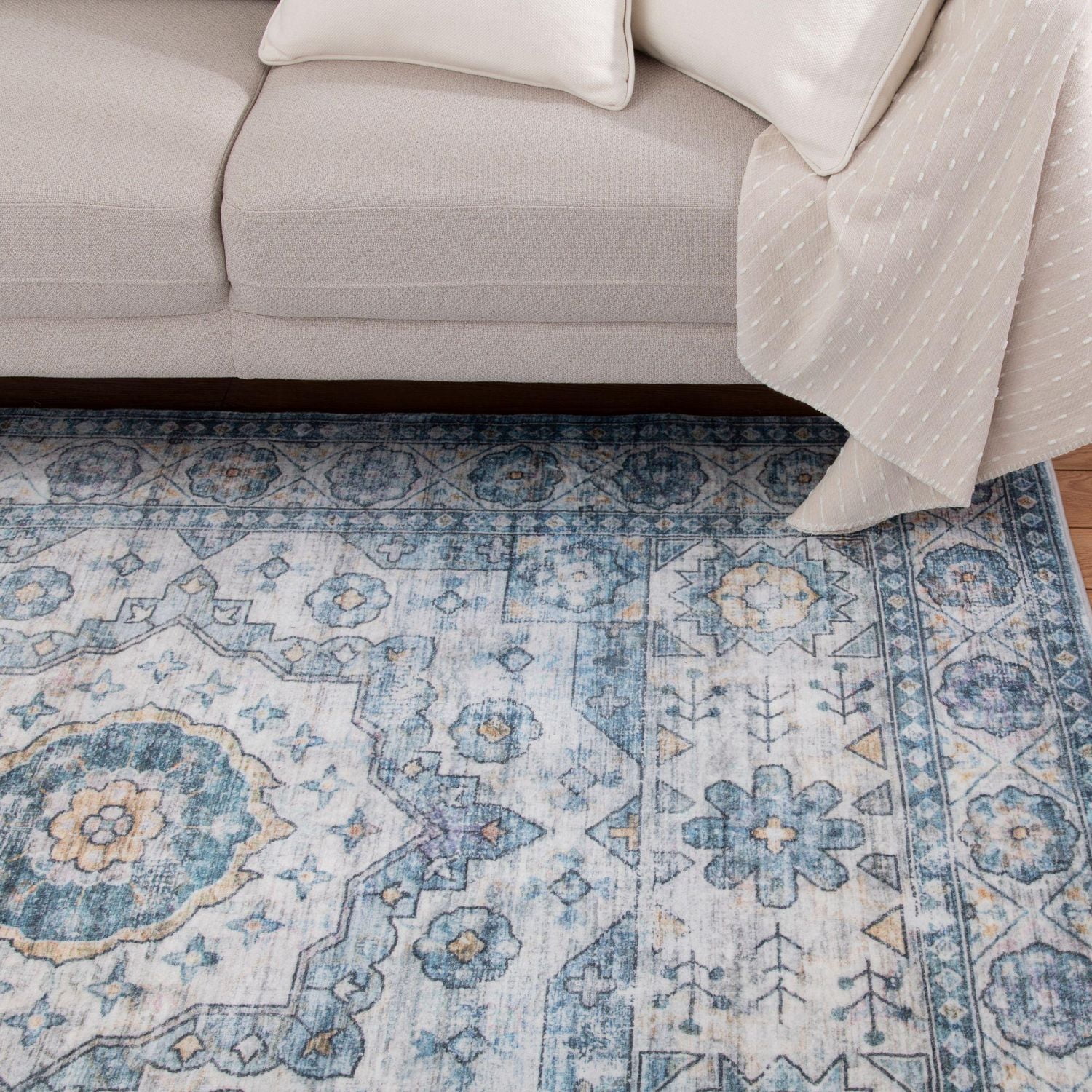 Banburry Blue and Ivory Woven Area Rug