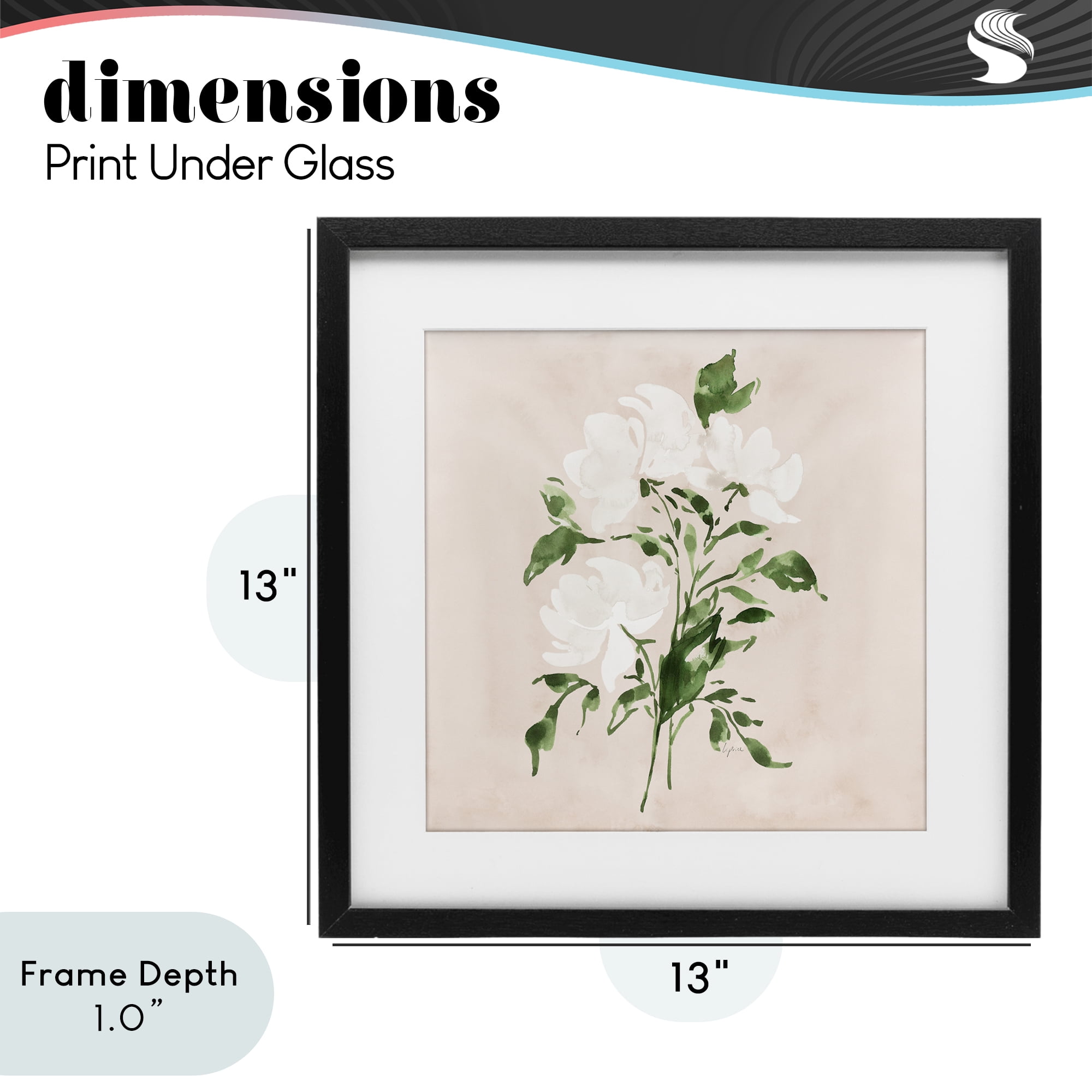 Stupell Industries White On Tan Blossom Black Framed Print Under Glass, design by Lucille Price