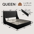 thumbnail image 3 of Honfach Queen Bed Frame with 4 Storage Drawers, Upholstered Storage Bed with Charging Station, Wingback Storage Headboard, No Box Spring Needed,Black, 3 of 8