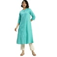 thumbnail image 1 of eloria Women's Fashion Round Neck Neck Design Indian Stylish Solid Kurti Dress, 1 of 5