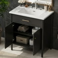 thumbnail image 2 of Euroco 31" Bathroom Vanity with Sink, Bathroom Cabinet with Soft Close Doors and Adjustable Shelf, Curved Profile Design, Rubber Wood Legs, Black, 2 of 9