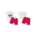 thumbnail image 2 of BemeyourBBs Toddler Baby Boy Summer Clothes Firefighter Outfit Shorts Set Fire Truck Applique Short Sleeve T-shirts And Pockets Shorts 2 Piece Toddler Boys Summer Outfit, 2 of 9