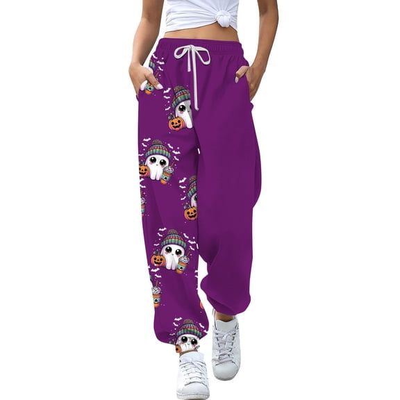 Purple Pajama Pants for Women Baggy Funny Sweatpants Fall Lounge Joggers for Teen S