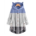 thumbnail image 2 of LYXSSBYX Jackets for Women Plus Size Clearance Women Button Plush Tops Hooded Loose Cardigan Solid Color Patchwork Coat Jacket, 2 of 5