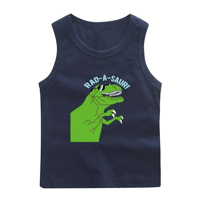 Économies d'Été! SROBPTY Garçons Filles Chemises d'Été Hauts, T-Shirt de Base à Col Rond d'Été pour Enfants à la Mode Sans Manches Bleu Marine pour Garçons, 3 Ans
