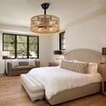 thumbnail image 2 of 18" Caged Ceiling Fan with Light Remote Control Boho Rattan Lighting Fixture 8 Reversible Blades 3 Speeds for Farmhouse Lighting, 2 of 4