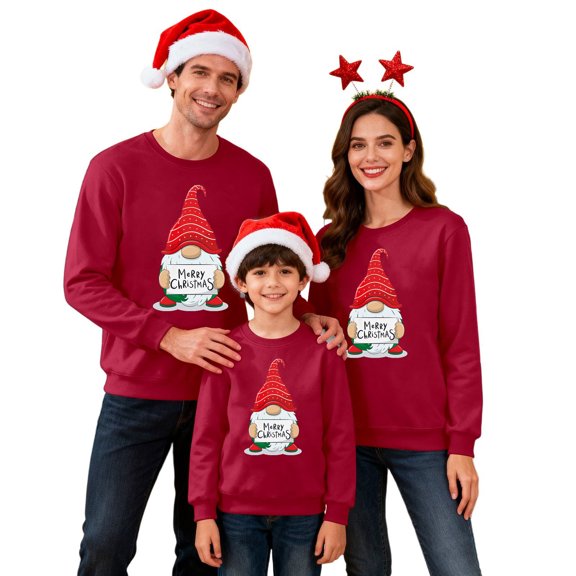 Fiaer Matching Family Merry Christmas Sweatshirts Funny Graphic Crew Neck Pullover Long Sleeve Loose Fit Casual Trendy Xmas Tops Women XL