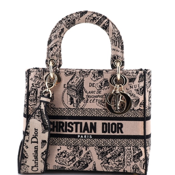 Pre-Owned Lady D-Lite Bag Embroidered Canvas Medium By Rebag
