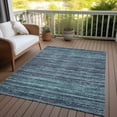 thumbnail image 4 of HomeRoots 622594 3 x 5 ft. Teal, Blue & Gray Striped Washable Transitional Indoor & Outdoor Rectangle Area Rug, 4 of 9