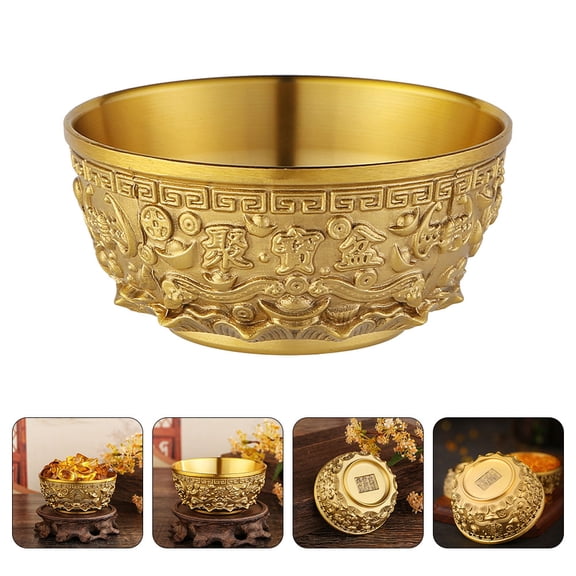 Raindrops Golden Tone Treasure Bowl for Home Decoration Small Size Brass Material Desk and Tabletop Adornment 4.5 Inches