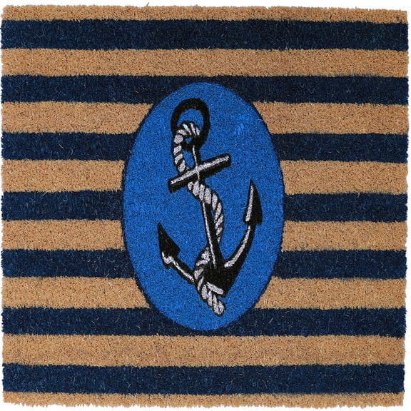 Imports Decor Inc 30" Brown, Blue, and Black Anchor Rectangular Handwoven Mat