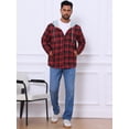 thumbnail image 5 of DARING DIVA Men's Fleece Lining Drawstring Hooded Plaid Shirt Jacket M Black Red, 5 of 7