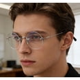 thumbnail image 5 of Pure Titanium Rimless Round Glasses Frame Ultra-light Retro Frameless Eyewear for Men Women 45mm, 5 of 5