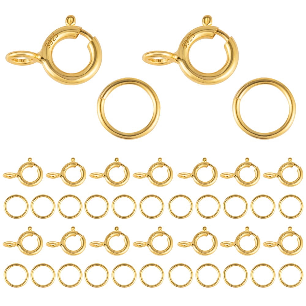 Lancharmed Gold Bracelet 14K Gold Plated Connecting Clasp Spring Clasp 20Pcs Open Loop 20Pcs Necklace Jewellery Clasp Necklace Extenders for Women 10 Dollar Gifts