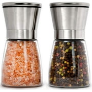 IZEYNO Salt and Pepper Grinder Set of 2, Premium Stainless Steel Spice Mill with Adjustable Coarseness