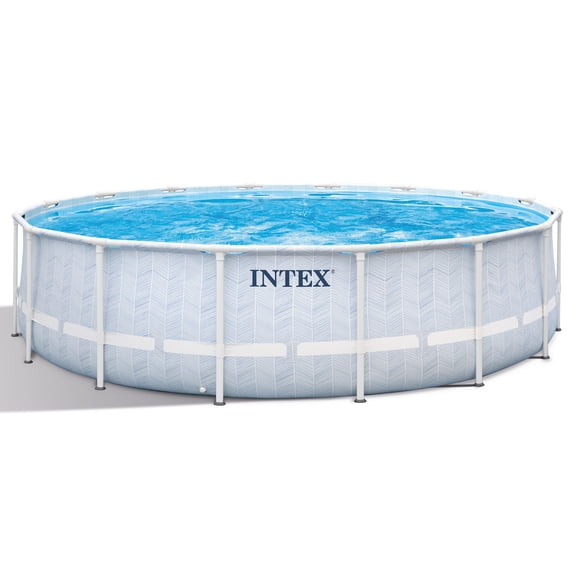 Intex: 16' x 48" Prism Frame: Chevron Premium Pool Set - Above Ground Pool Set, 5061 Gallon Capacity, Hydro Aeration Technology, Includes Filter Pump, Ground Cloth, Pool Cover & Ladder, Ages 6 