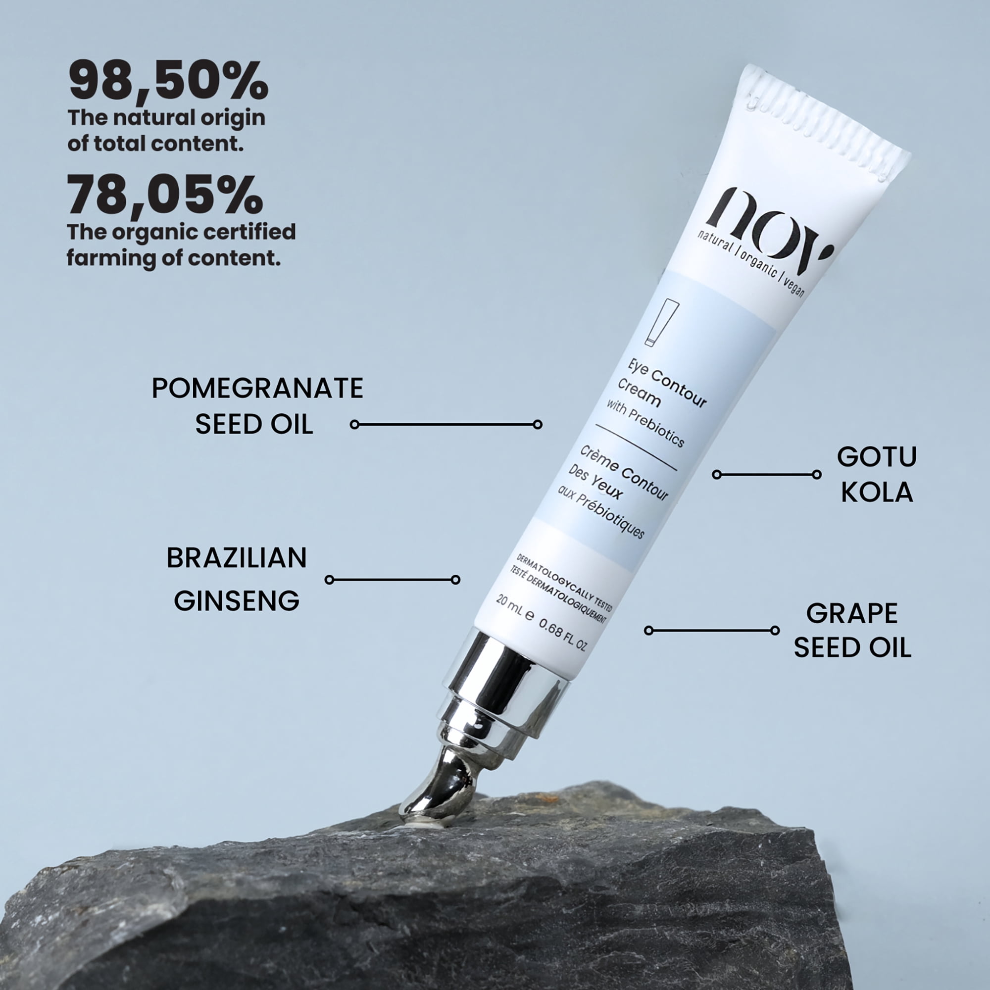 NOV Natural Organic Vegan Eye Contour Cream, Under Eye Cream, 0.67 oz