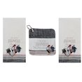 thumbnail image 2 of Farmers Market Kitchen Towel - Potholder Bundle, 2 Gray Striped Heavyweight Kitchen Towels with Embroidered Roosters and Matching Pocket PotHolder, 2 of 4
