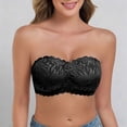 thumbnail image 5 of VISALY Women's Lace Strapless Bandeau Bra Padded Wireless Anti-Slip Tube Top Bra High Support Lace Comfortable Breathable Bra Non-Slip Seamless Convertible Bralette Sleeveless Bralettes Black L, 5 of 6