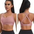 thumbnail image 3 of Womens Criss Cross Back Sports Bra - Scoop Neck Padded Low Impact Yoga Bra Workout Crop Top with Built in Bra, 3 of 7