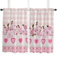 thumbnail image 5 of Love Flower Pink Plaid Curtains Home Decor Living Room Kitchen Balcony Room Window Curtain Bedroom Patio Decoration, 5 of 7