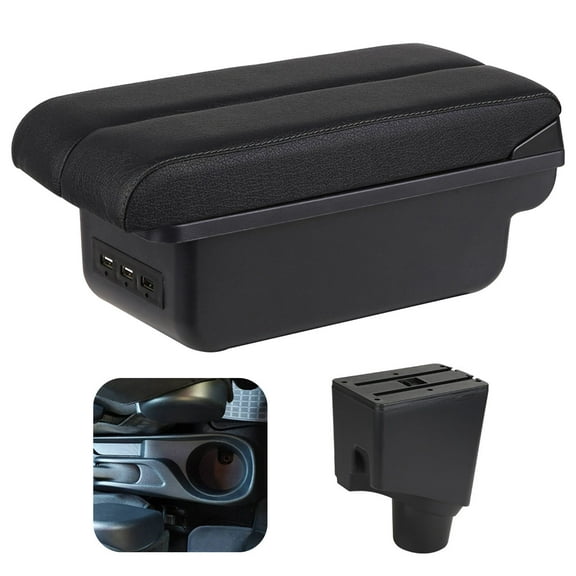 Qeeadeea Armrest Box For Toyota Yaris Hybrid 2015-2021 Car Interior Center Consoles Storage Box Arm Rest Organizer With USB Ports-Black Small 3 USB