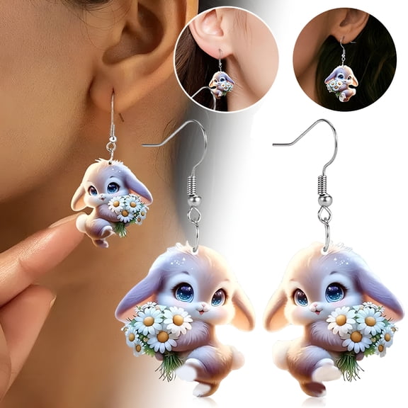 DESIGNICE Acrylic Easter Bunny Earrings Cute Dangle Hare Charms Lightweight Acrylic Earrings for Women Easter Gifts