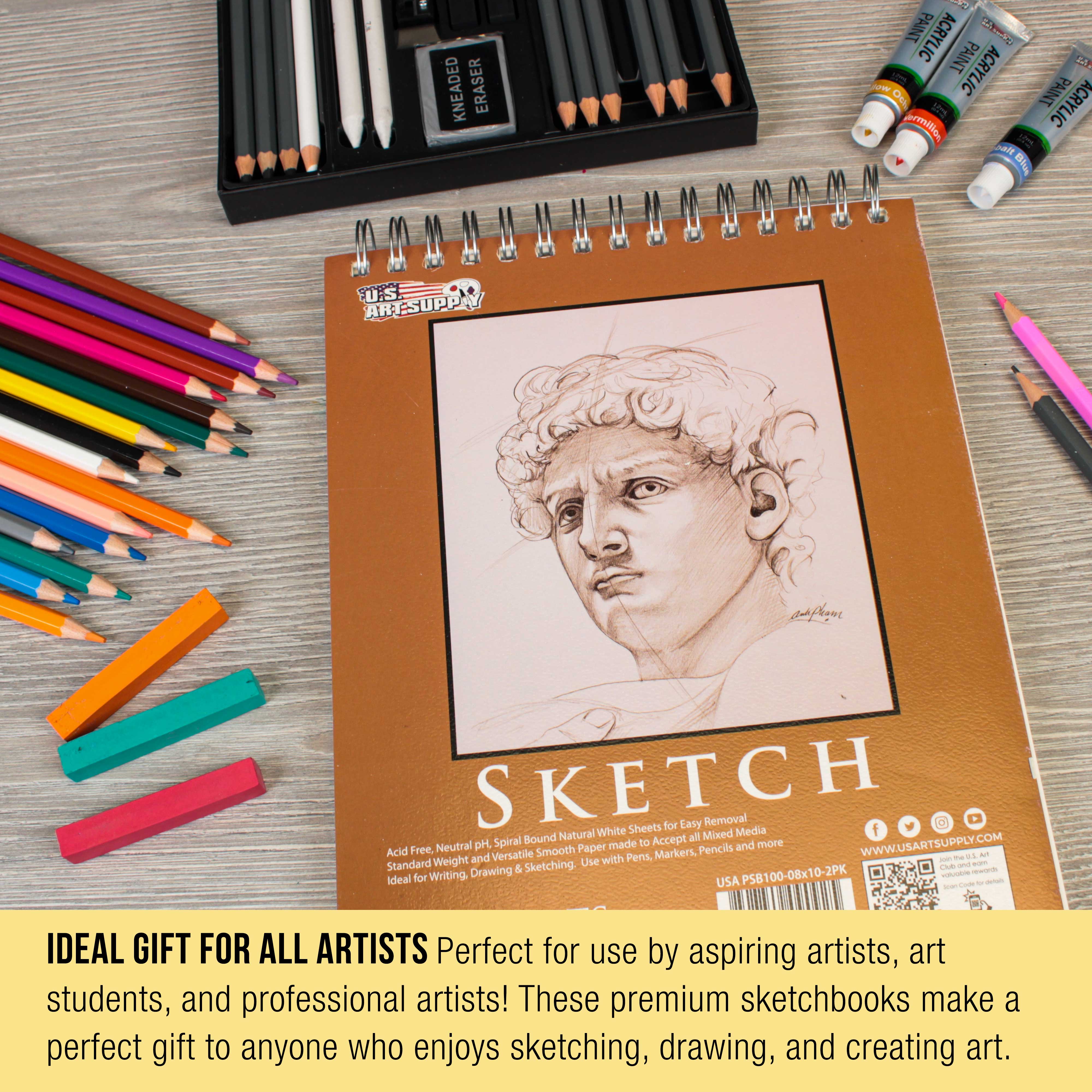 U.S. Art Supply 8x10" Spiral Sketch Pad, 2-Pack photo 6