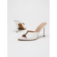 thumbnail image 4 of On feet & in love Women's Satin Pointed Toe Stiletto Mules - Ruched Slip-On Dress Heels with Gold-Tone Hardware, 4 of 8