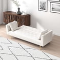 thumbnail image 4 of FFH 71" Velvet Futon, Convertible Sleeper Sofa Bed with 3-Position Adjustable Backrest, Twin-Size Sleeper Sofa with Throw Pillows, Beige, 4 of 6