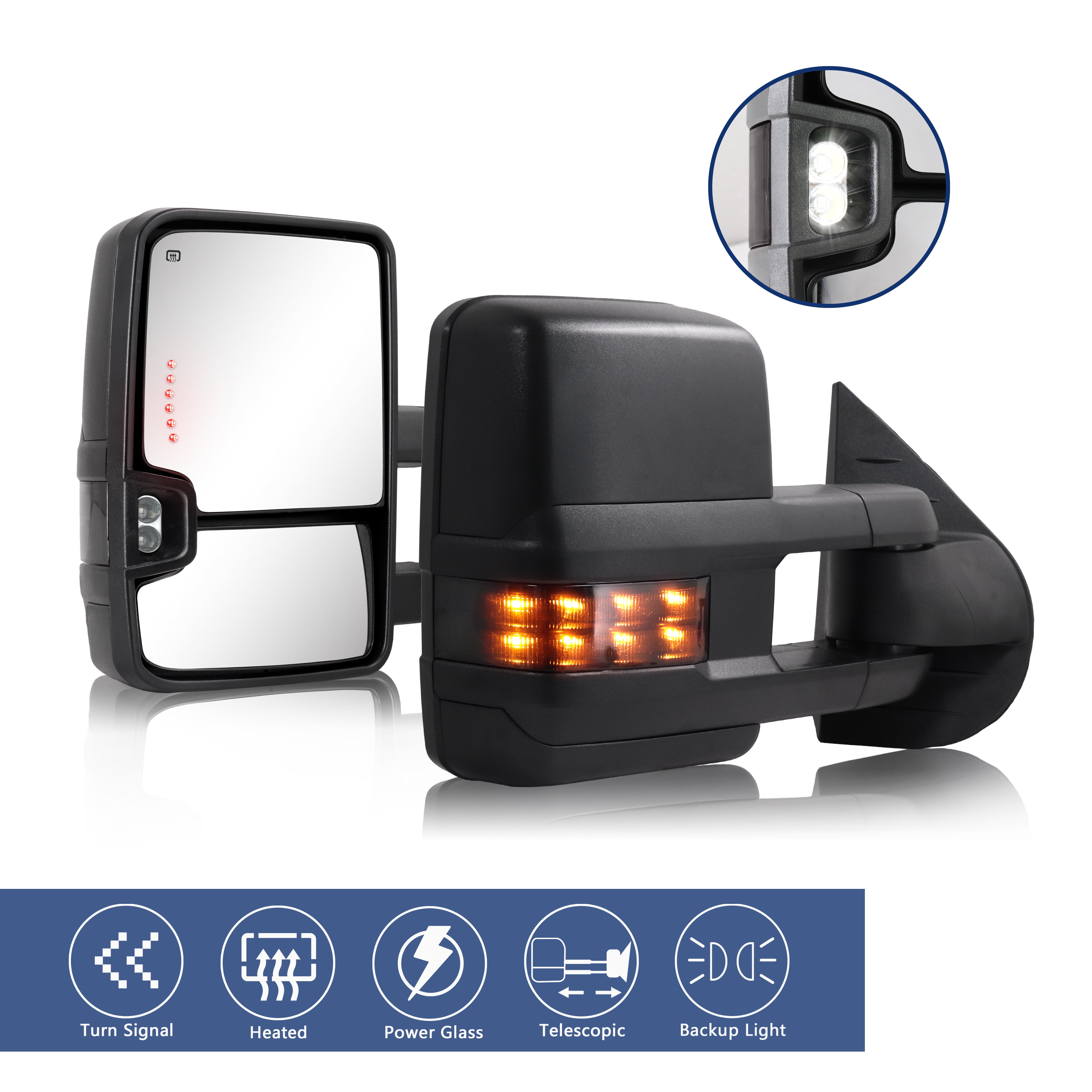07-13 Towing Mirrors for 2007 2008 2009 2010 2011 2012 2013 Chevy Silverado Suburban Tahoe Avalanche GMC Sierra Yukon with Power Glass Dynamic Turn Signal Light Backup Lamp Heated Extendable Pair 07-13 Towing Mirrors for 2007 2008 2009 2010 2011 2012 2013 Chevy Silverado Suburban Tahoe Avalanche GMC Sierra Yukon with Power Glass Dynamic Turn Signal Light Backup Lamp Heated Extendable Pair