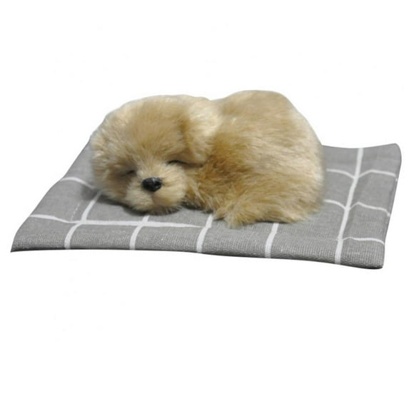 Sleeping Dog Toy, Cute Sleeping Plush Dog Puppy on Mat Lovely Simulation Animal Doll Plush Sleeping Dogs Can Make Sound for Kids
