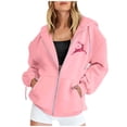 thumbnail image 2 of WEAIXIMIUNG Sweat à Capuche Zippé pour Femmes Mode Imprimé Cerf Leaping Manches Longues Poche Cordon Décontracté Sport, 2 of 6