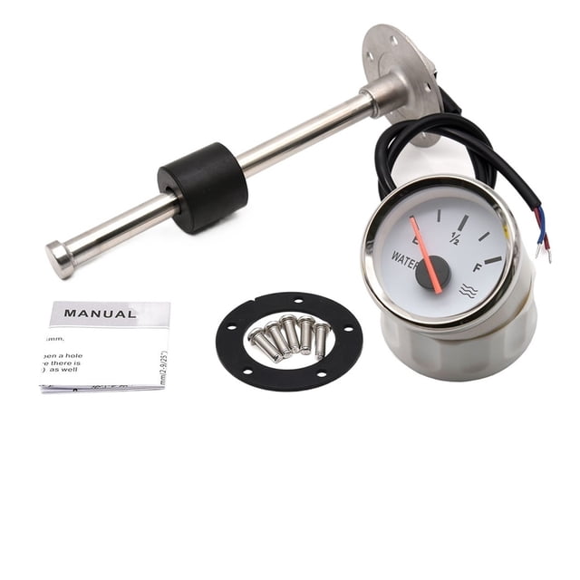 Water Level Gauge With Water Level Sensor 52mm Water Level Meter With Red Backlight 100-500mm 0-190 Ohm Sensor For Boat Car ,Easy to Install