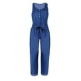 thumbnail image 5 of SELONE Plus Size Jumpsuits for Women Denim Jean Long Pant Sleeveless Ladies Travel Comfortable Vacation Fancy Jumpsuits for Women Cute Rompers for Women Casual Jumpsuits for Women Dark Blue L, 5 of 6