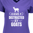 thumbnail image 4 of Inktastic Easily Distracted by Goats Women's V-Neck T-Shirt, 4 of 5