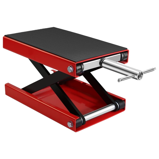 AKDSteel Motorcycle Lift, 1100 Lbs Capacity Heavy Duty Scissor Jack With Hand Crank, Adjustable Height, Safety Lock Pin, And Non-Slip Saddle For Dirt Bikes, Cruisers, And Atvs