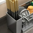 thumbnail image 6 of Kitchen Sink Organizer, Sponge Holder, Auto Draining Sink Caddy with Towel Rod, Durable Plastic, Gray Beige, 12.2x4.33x3.54 Inches, Non-Slip, Easy Clean, Space Saving, 6 of 9