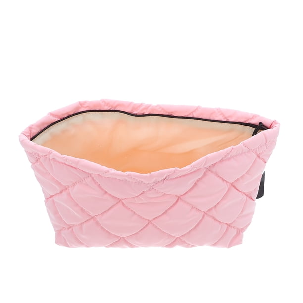 Bolsa de maquillaje acolchada: organizador portátil de cosméticos de viaje - Neceser bordado con cremallera - Organizador de artículos de aseo personal de viaje