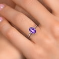 thumbnail image 4 of Gem Stone King 14K White Gold Purple Amethyst Solitaire Engagement Ring for Women | 1.20 Cttw | Oval Checkerboard 8X6MM | Gemstone February Birthstone | Size 9, 4 of 6