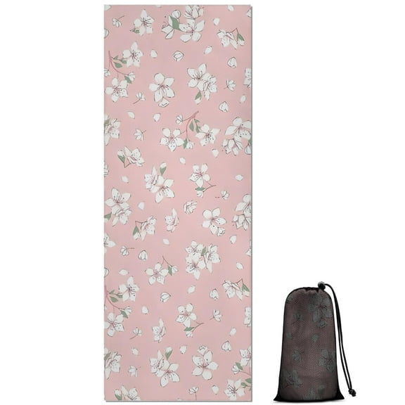 Pioneer Flower Floral Print Pattern Hot Yoga Mat Towel Non Slip for Hot Yoga - Quick-Drying Yoga Mat Cover with 4 Corner Pockets with Travel Bag - Hot Yoga Towel Non Slip 70"x26"