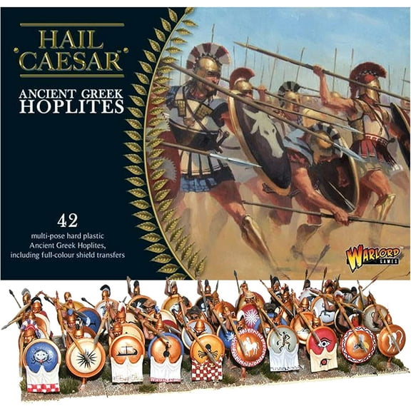 Wargames Delivered - Ancient Greek Hoplites - 28mm Miniatures Wargaming, 42 Multi-Part, Armors, Piper, 2 Arrow Sprues, Waterslide Shield, Digital Bundle - Action Figures Model Kit by Warlord Games