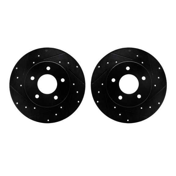 Dynamic Friction Company Rear Brake Rotors-Drilled and Slotted-Black 8002-52014