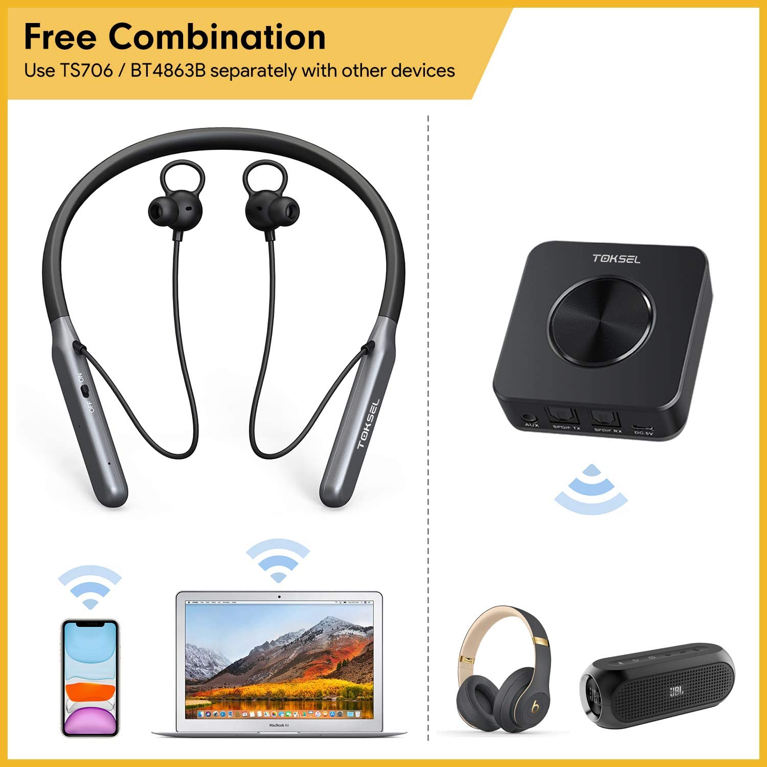 Wireless Headphones Earbuds for TV 