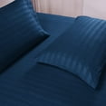 thumbnail image 2 of Top Split Queen 30" x 80" Bed Sheet Set for Adjustable Bed- 100% Cotton 15" Deep Pocket Top Split 5 PC Sheet Set- 400 Thread Count, Hotel Luxury Soft Sheets (Navy Blue Stripe), 2 of 6