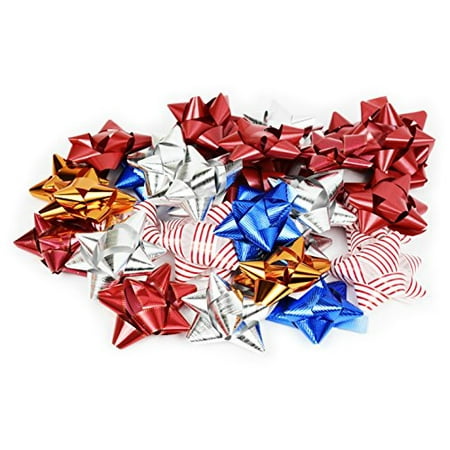 Gift Bow - Pack of 36 Self Adhesive Gift Bows in Assorted Colors, Peel N Stick Gift Bows