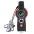 thumbnail image 1 of Silbato de supervivencia de emergencia 7 en 1 con luz LED, termómetro y brújula, multifunción, para senderismo y escalada, color naranja, 1 of 14