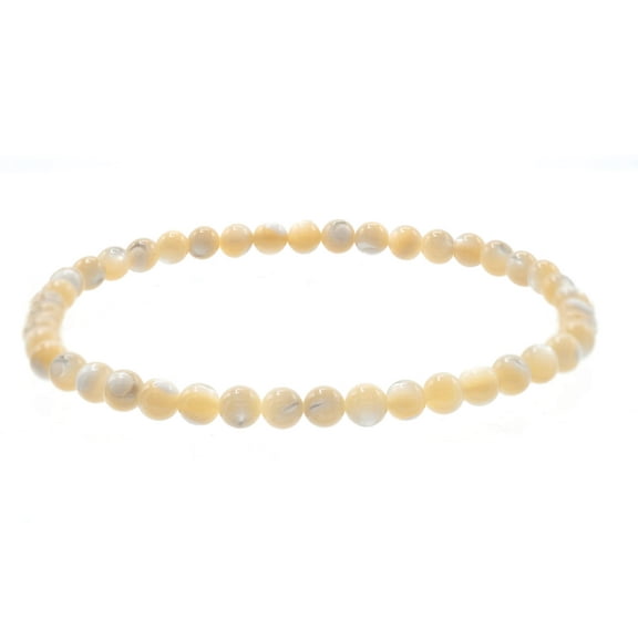 LTC Designs 4mm Smooth Beige Shell Stretch Bracelet, 7.5"