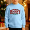 thumbnail image 2 of SUXIAN Boys Long Sleeve Crewneck Print Sweatshirt Soft Lined Thermal Pullover Top for Kids Winter Holiday Casual Wear with Boys Sweatshirts #1_Light Blue 3-4 Years, 2 of 5